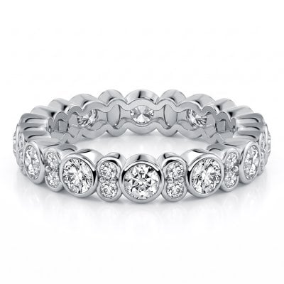 Italo Alternating Micro Pave & Bezel Set Eternity Band Pave Bezel Ring