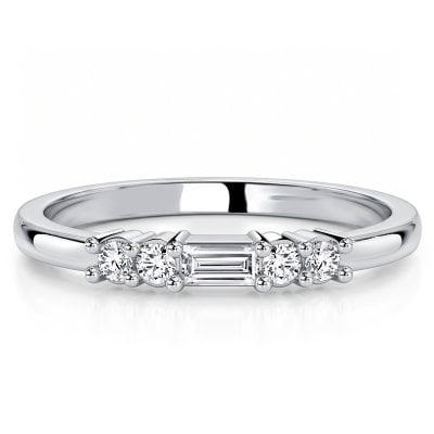 Italo Five Stone Baguette Wedding Band For Women Stacking Ring