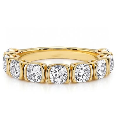 Italo Golden Half-bezel Cushion Cut Half Eternity Band For Women