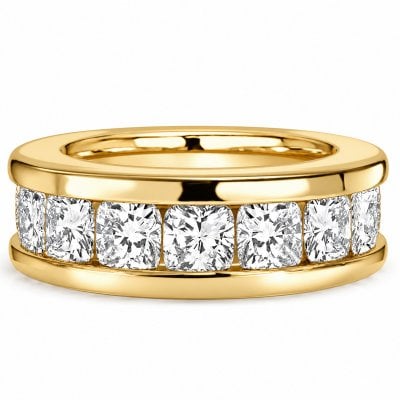 Italo Golden Channel Set 3.5 MM Cushion Cut Eternity Band Ring For Women