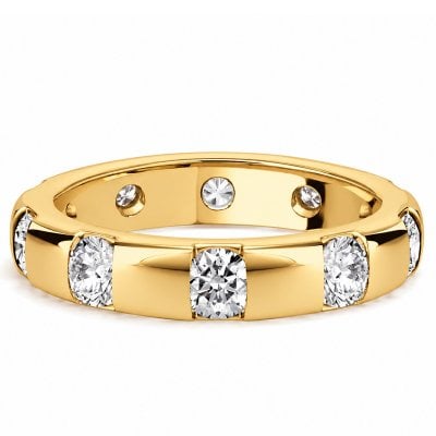 Italo Golden Tension Round Cut Chunky Eternity Wedding Band For Women
