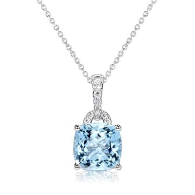 Italo Cushion & Round Cut Aquamarine Pendant Necklace