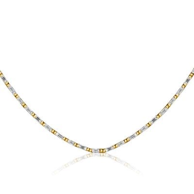 Italo Created White Sapphire Tennis Necklace Baguette Sterling Silver Tennis Necklace
