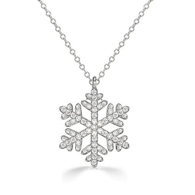 Italo White Sapphire Snowflake Necklace Christmas Charm Pendant