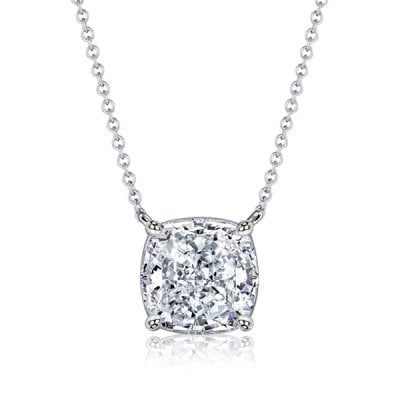 Italo Cushion Cut White Pendant Necklace Solitaire Necklace