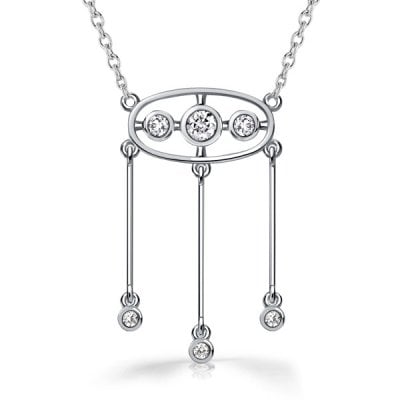 Italo Three-Drop Vintage White Sapphire Pendant Necklace