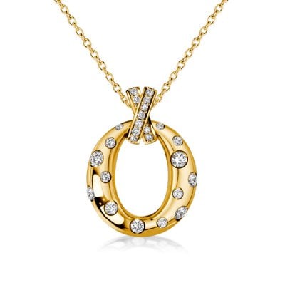 Italo Flush Setting Oval-shaped Pendant Necklace