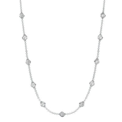 Italo White Sapphire Necklace Bezel Set Tennis Necklace