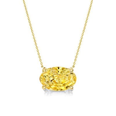 Italo Golden Oval Cut Yellow Topaz Necklace Solitaire Necklace