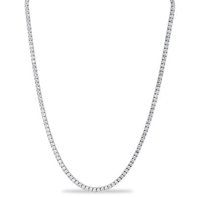 Italo 3.00 MM White Sapphire Round Cut Tennis Necklace For Women