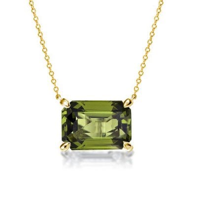 Italo Golden Emerald Cut Peridot Necklace Pendant Necklace