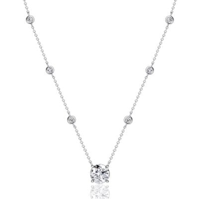 Italo Bezel Setting Round Cut Pendant Necklace For Women