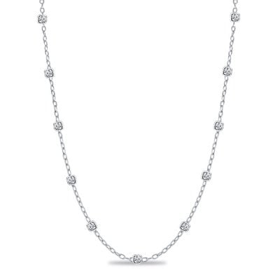 Italo 3 MM Cushion Cut Bezel Set Tennis Necklace For Women