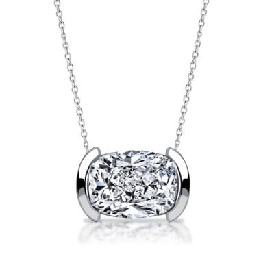 Italo Half Bezel Cushion Cut Pendant Necklace For Women