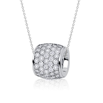 Italo Micro Pave Tube Eternity White Sapphire Pendant Necklace For Women