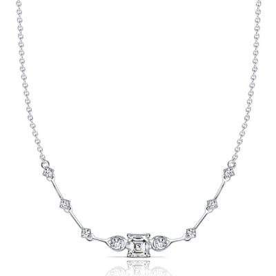 Italo Chevron Necklace Asscher Cut White Sapphire Pendant Necklace For Women