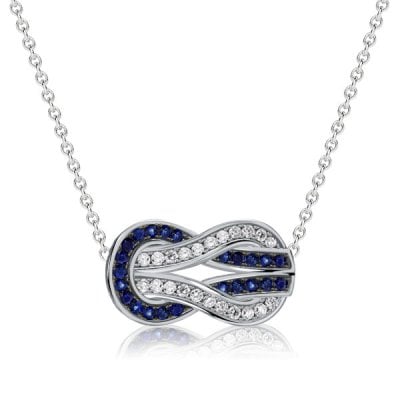 Italo Infinity Two Tone Blue & White Sapphire Pendant Necklace For Women