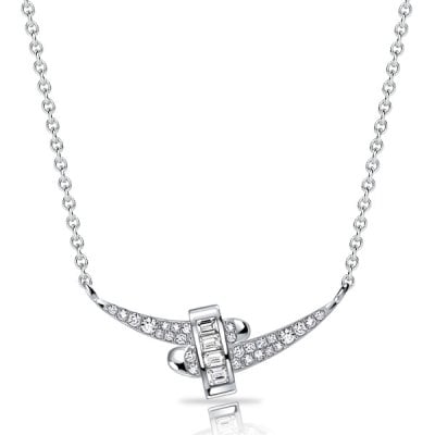 Italo Unique Chevron Micro Pave Pendant Necklace For Women