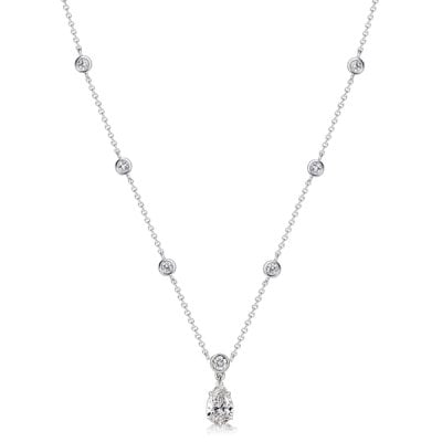 Italo Bezel Setting Round & Pear Cut Pendant Neckalce For Women