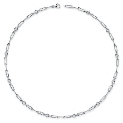 Italo Bezel Setting Bold Chain Necklace Tennis Necklace For Women