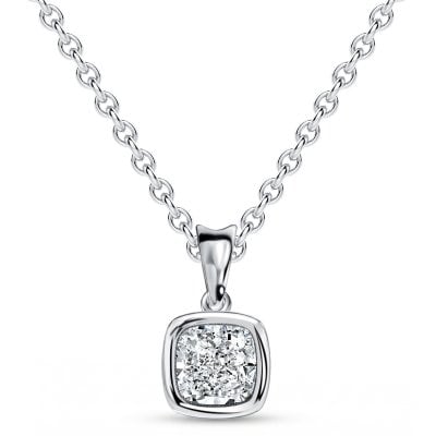 Italo Solitaire Bezel Setting Cushion Cut Pendant Necklace For Women
