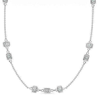 Italo Bezel Setting East-west Radiant Cut Tennis Necklace For Women