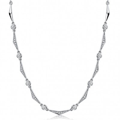 Italo Fireball Brillant Bezel Set Round Cut Tennis Necklace For Women