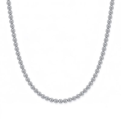 Italo Bezel Setting 3.5 MM Round Cut Tennis Necklace For Women
