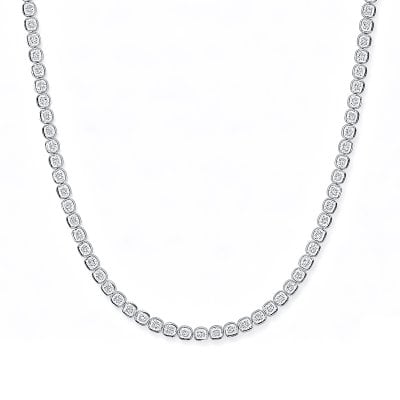 Italo Bezel Setting Cushion Cut Tennis Necklace For Women