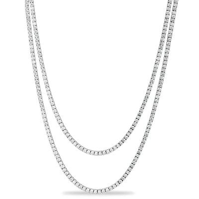 Italo 3 MM Round Cut Double Strand Tennis Necklace For Women