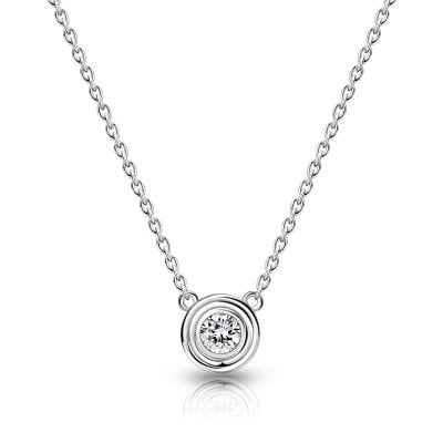 Italo Bezel Setting Round Cut Solitaire Pendant Necklace For Women