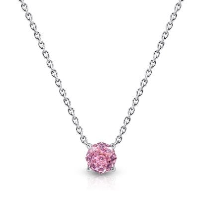 Italo Solitaire Rose Cut Pink Sapphire Rose Cut Pendant Neckalce For Women