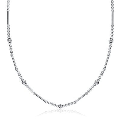 Italo Bezel Setting Round Cut Bar Tennis Necklace For Women