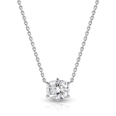 Italo Multi Prong Elongated Cushion Cut Solitaire Pendant Necklace For Women