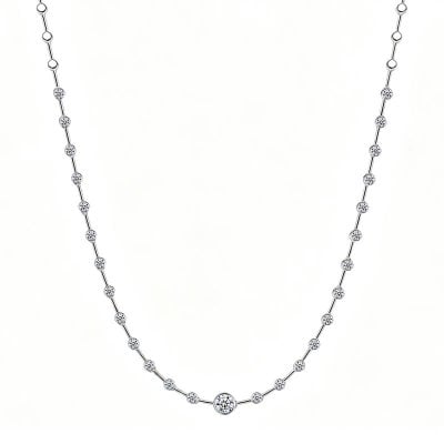 Italo Eternity Round Cut Bezel Set Tennis Necklace