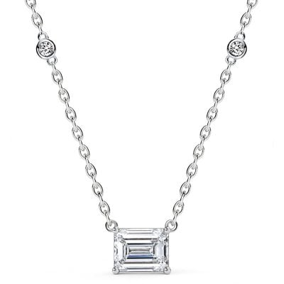 Italo East-west Bezel Set Emerald Cut Pendant Necklace For Women