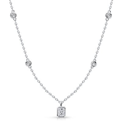 Italo Bezel Setting Radiant Cut Pendant Necklace For Women
