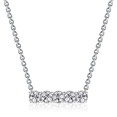 Italo Five Stone Round Cut Pendant Necklace For Women