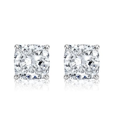 Italo Cushion Cut Stud Earrings For Women In Sterling Silver