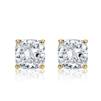Golden Classic Cushion Cut Stud Earrings