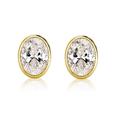 Golden Bezel Oval Cut Stud Earrings