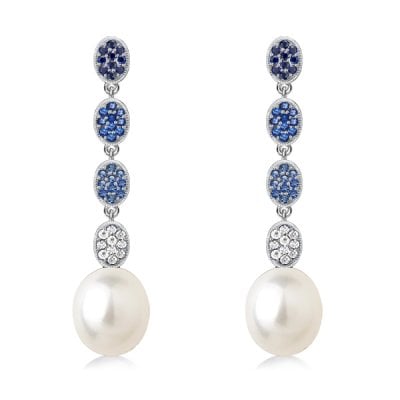 Italo Blue Topaz Earrings Sapphire Earrings For Women Pearl Drop Earrings