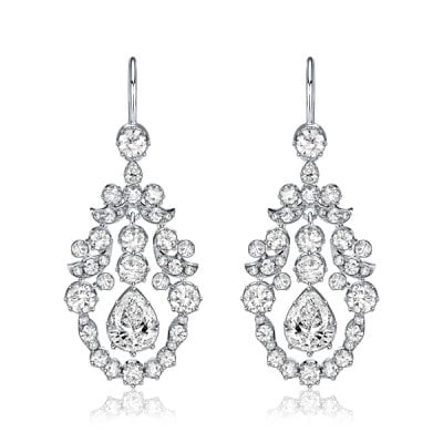 Italo White Sapphire Drop Earrings Vintage Earrings In Silver