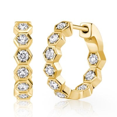 Italo Round Cut Hoop Earrings Honeycomb Hoop For Women