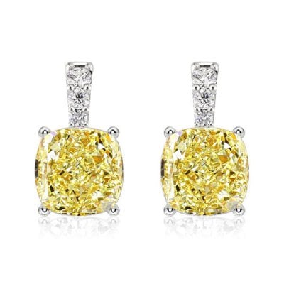 Italo Yellow Topaz Earrings Cushion Cut Drop Earrings For Women