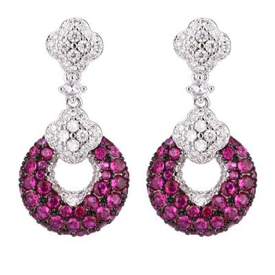 Italo Unique Round Cut Ruby Sapphire Earrings Drop Earrings