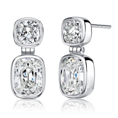 Italo Bezel Setting Cushion Cut Drop Earrings For Women