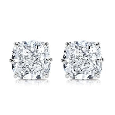Italo 6 Prong 2 Carat Cushion Cut Stud Earrings For Women