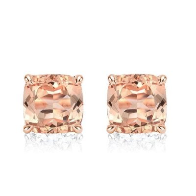Italo Rose Gold Cushion Cut Champagne Stud Earrings For Women