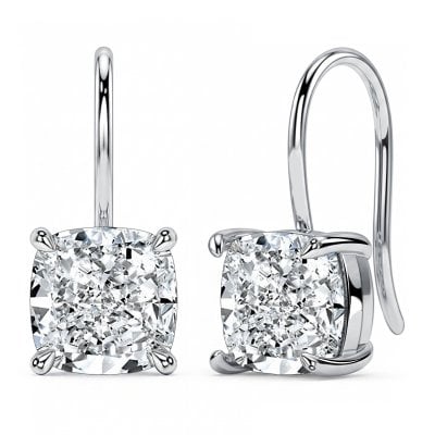 Italo Single Stone Cushion Cut Drop Earrings For Women